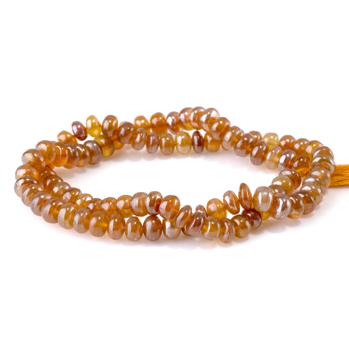 Whiskey Quartz 3-4x5-7mm Plated Irregular Rondelle Bead - 15-16 Inch