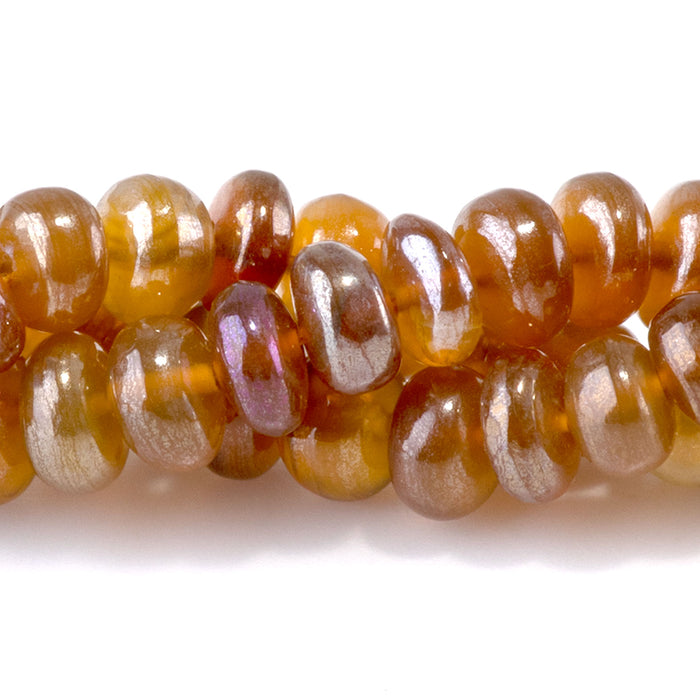 Whiskey Quartz 3-4x5-7mm Plated Irregular Rondelle Bead - 15-16 Inch