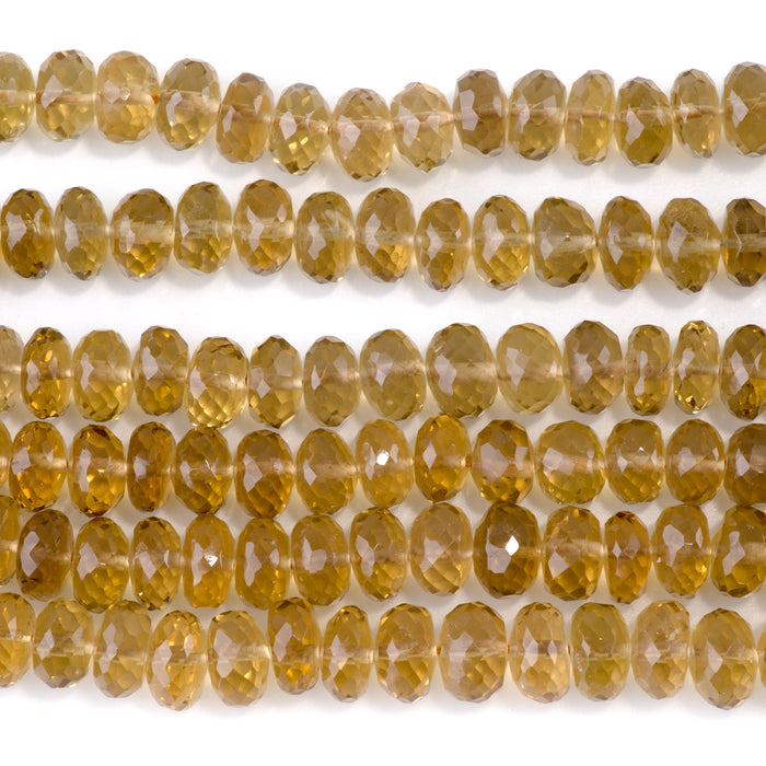 Whiskey Quartz 4-6x7-8mm Faceted Irregular Rondelle Bead - 8-Inch