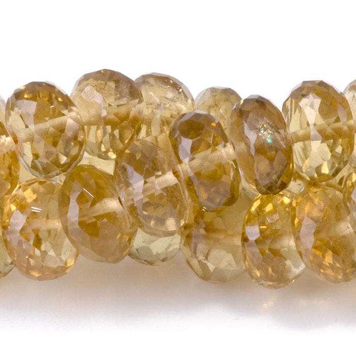 Whiskey Quartz 4-6x7-8mm Faceted Irregular Rondelle Bead - 8-Inch