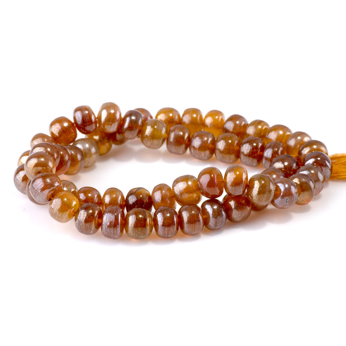 Whiskey Quartz 5-7x7-9mm Plated Irregular Rondelle Bead - 15-16 Inch