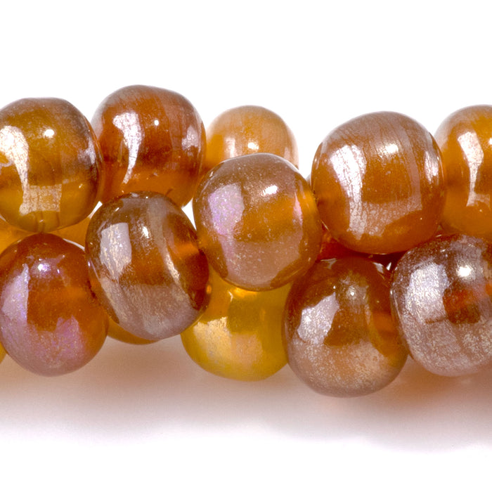 Whiskey Quartz 5-7x7-9mm Plated Irregular Rondelle Bead - 15-16 Inch