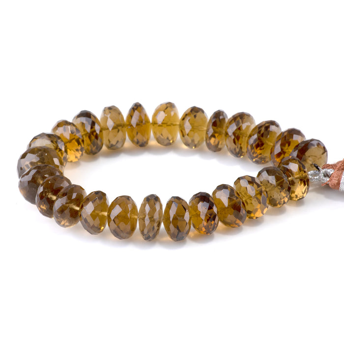 Whiskey Quartz 6-8x12-14mm Plated Faceted Irregular Rondelle Bead - 15-16 Inch