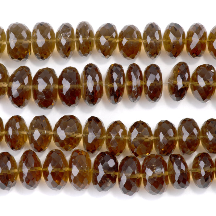 Whiskey Quartz 6-8x12-14mm Plated Faceted Irregular Rondelle Bead - 15-16 Inch