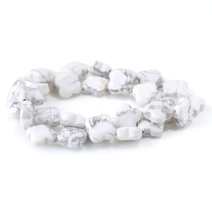 White Howlite 13mm Faceted Clover - 15-16 Inch
