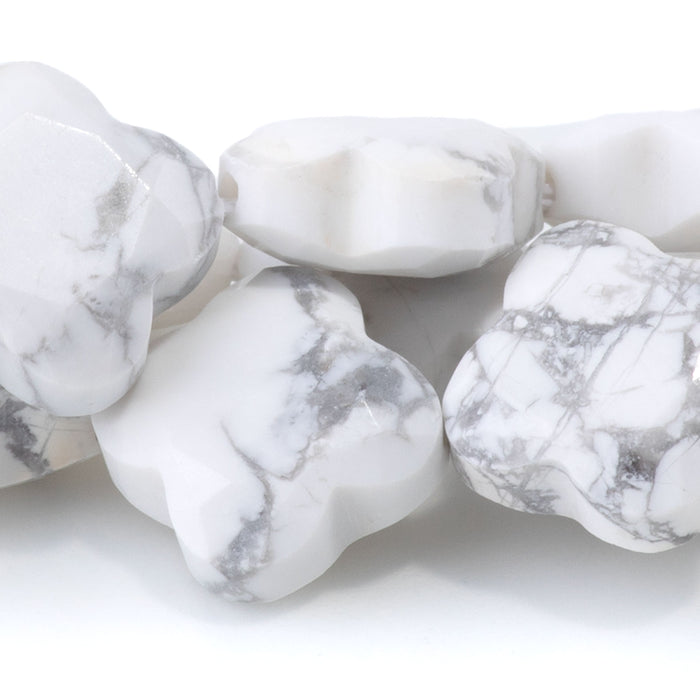 White Howlite 13mm Faceted Clover - 15-16 Inch