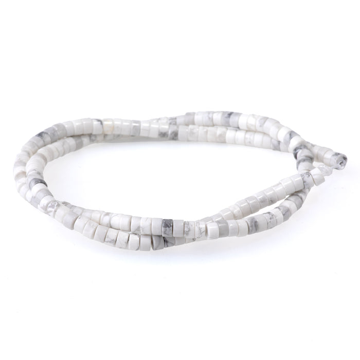 White Howlite 2x4mm Heishi - 15-16 Inch