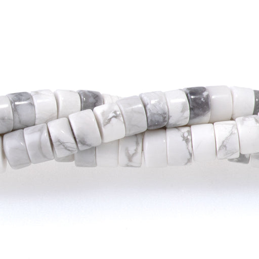 This is a Dakota Stones 2x4mm White Howlite Gemstone strand with heishi beads in 15-16 inch strand.