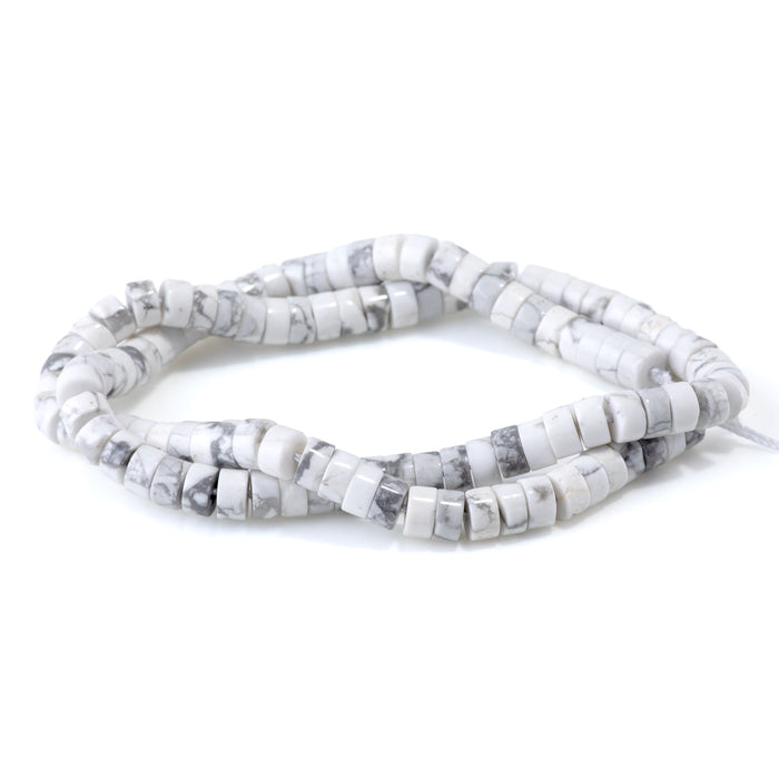 White Howlite 3x6mm Heishi - 15-16 Inch