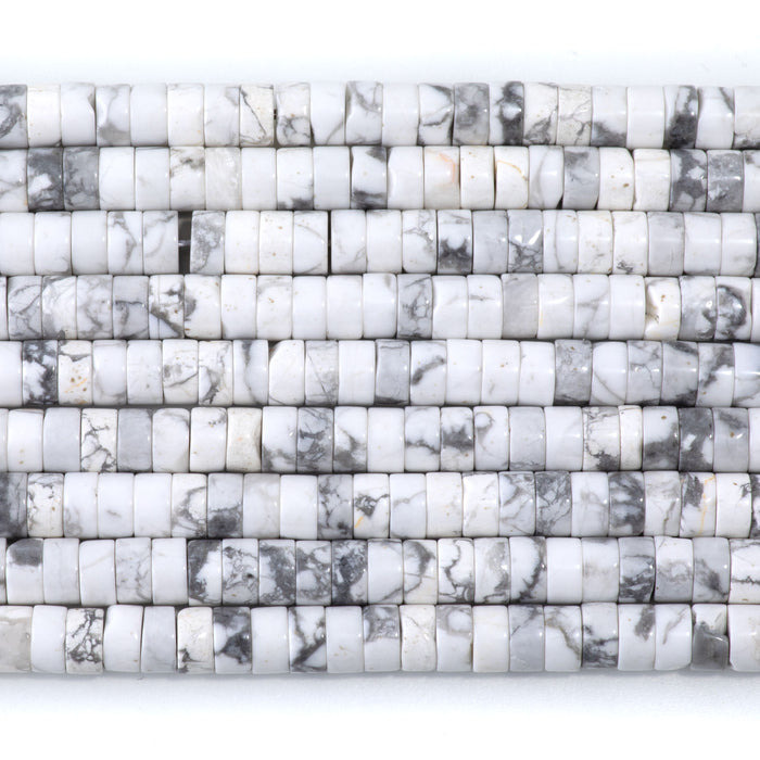 White Howlite 3x6mm Heishi - 15-16 Inch