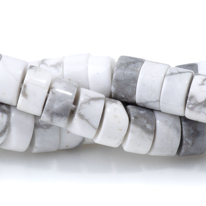 White Howlite 3x6mm Heishi - 15-16 Inch
