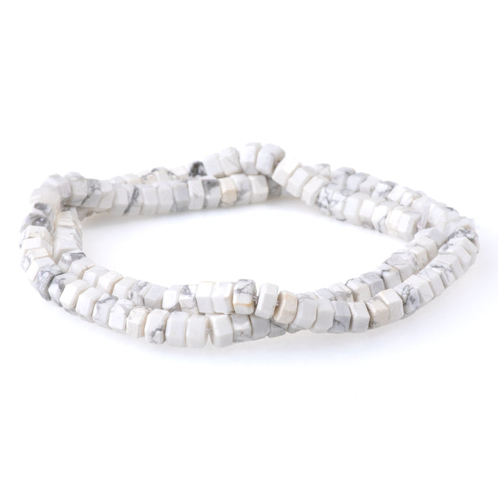 White Howlite 6mm Hexagon - 15-16 Inch
