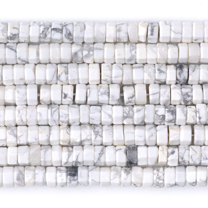 White Howlite 6mm Hexagon - 15-16 Inch