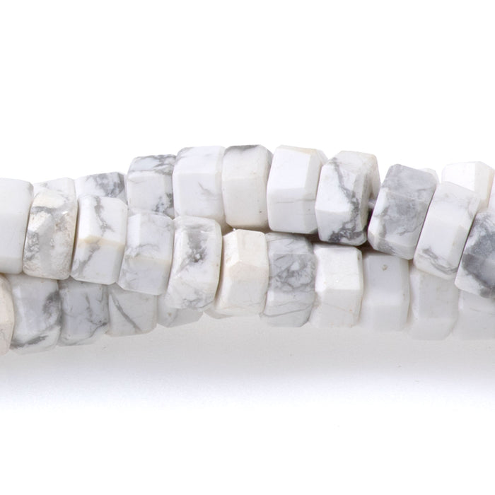 White Howlite 6mm Hexagon - 15-16 Inch