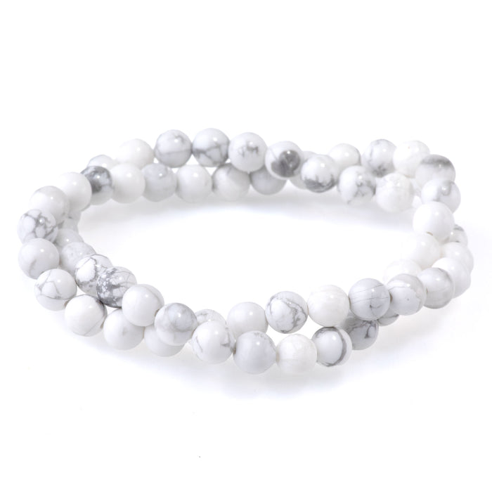 White Howlite 6mm Round - 15-16 Inch