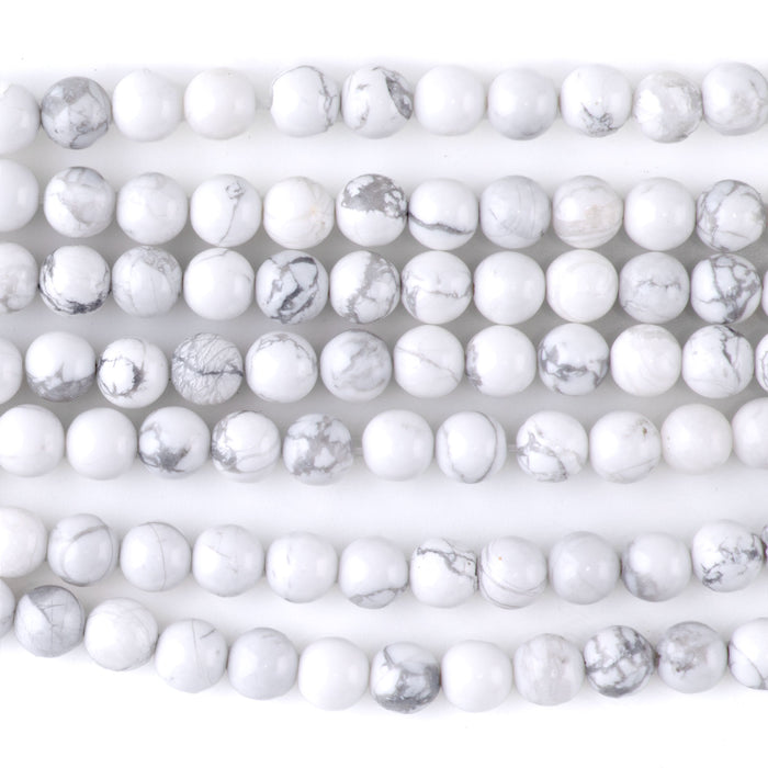 White Howlite 6mm Round - 15-16 Inch