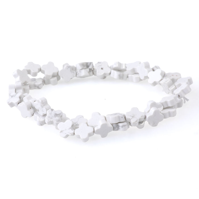 White Howlite 8mm Cross - 15-16 Inch