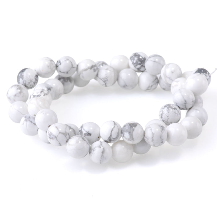White Howlite 8mm Round - 15-16 Inch