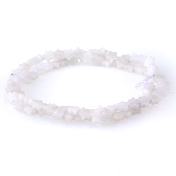 White Jade 6mm Star - 15-16 Inch