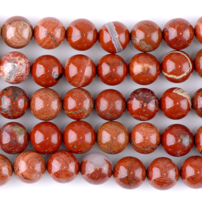 White Lace Red Jasper 10mm Round - 15-16 Inch