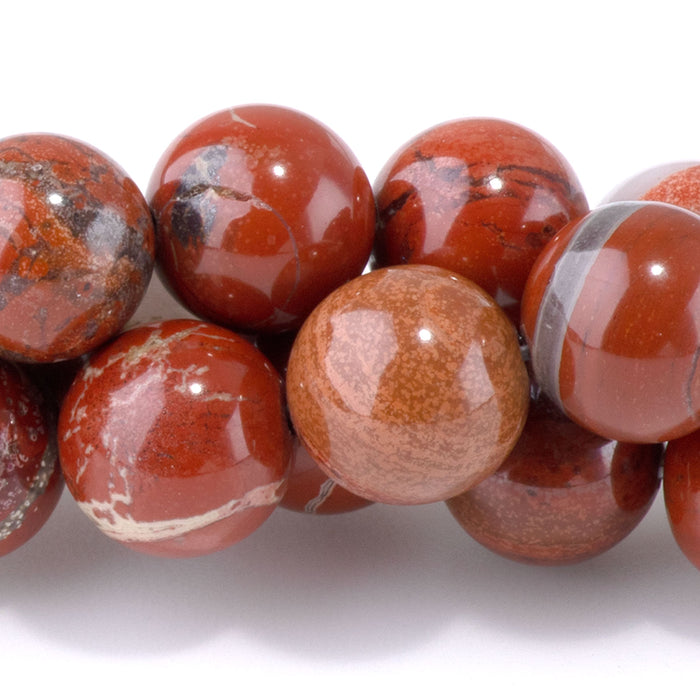 White Lace Red Jasper 10mm Round - 15-16 Inch