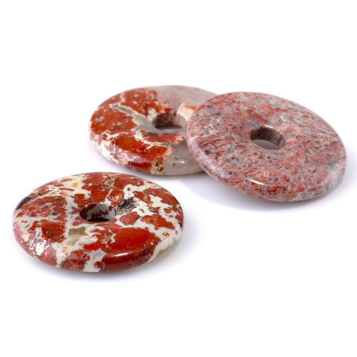 White Lace Red Jasper 40mm A Grade Donut Pendant