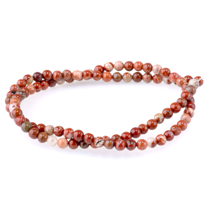 White Lace Red Jasper 4mm Round - 15-16 Inch