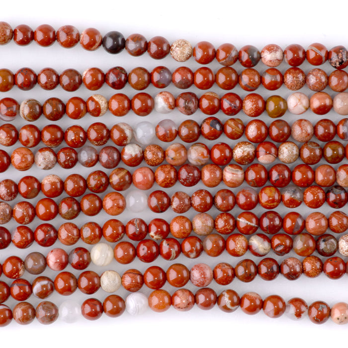 White Lace Red Jasper 4mm Round - 15-16 Inch