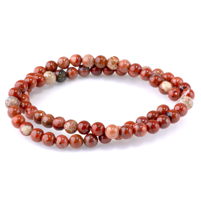 White Lace Red Jasper 6mm Round - 15-16 Inch