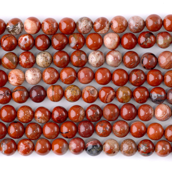 White Lace Red Jasper 6mm Round - 15-16 Inch