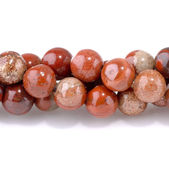 White Lace Red Jasper 6mm Round - 15-16 Inch