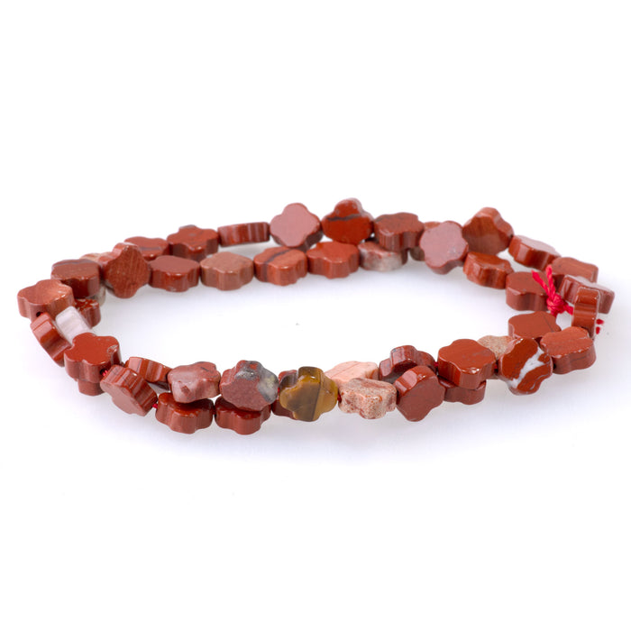 White Lace Red Jasper 8mm Cross - 15-16 Inch