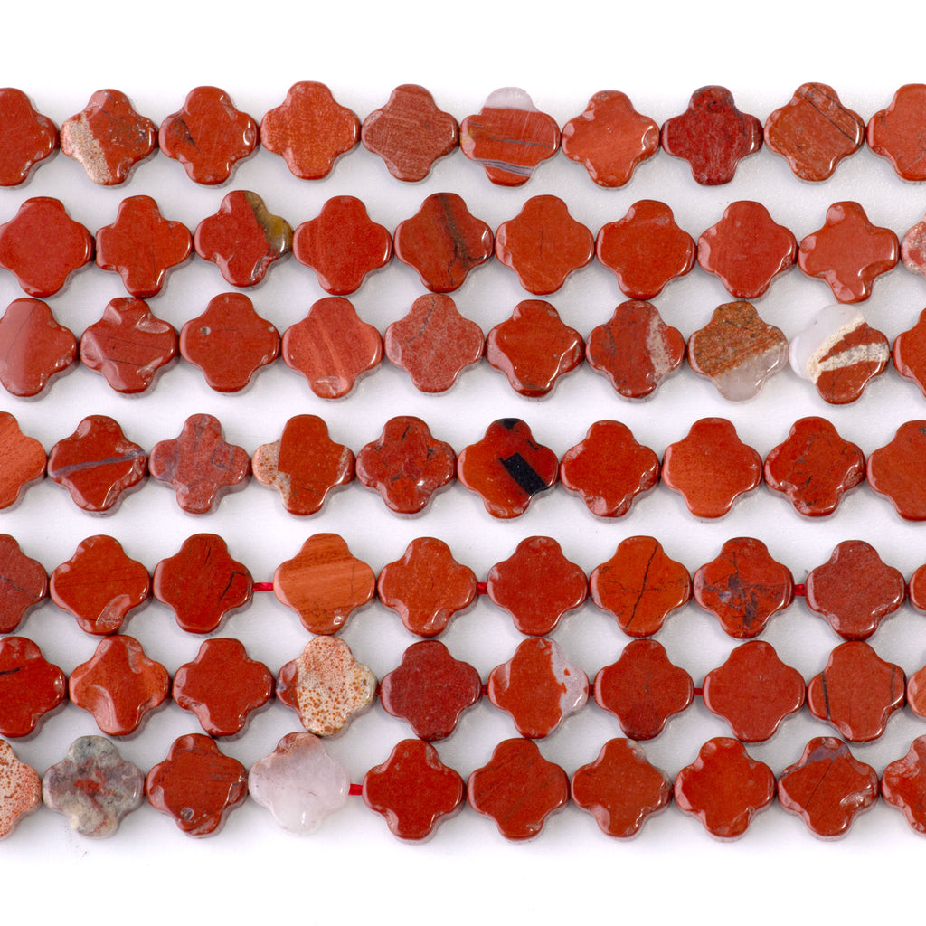 White Lace Red Jasper Beads – 8mm Cross, 15–16