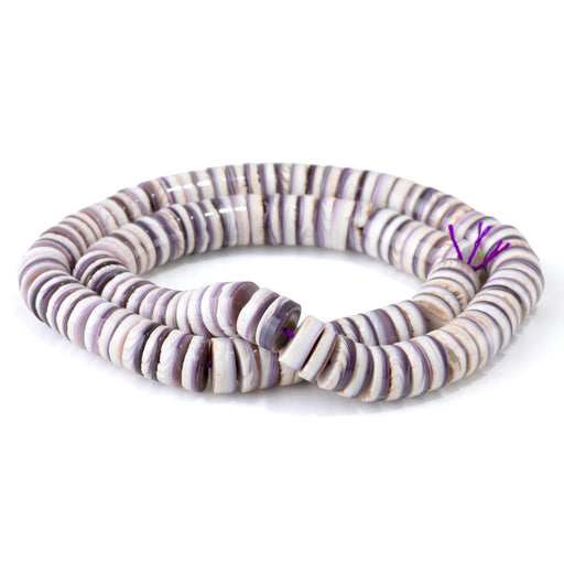 This is a Dakota Stones 10mm Purple Shell Gemstone strand with heishi beads in 15-16 inch strand.