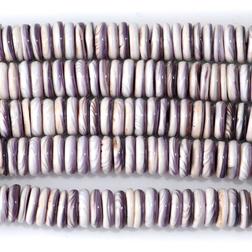 This is a Dakota Stones 10mm Wampum Shell Gemstone strand with rondelle beads in 15-16 inch strand.