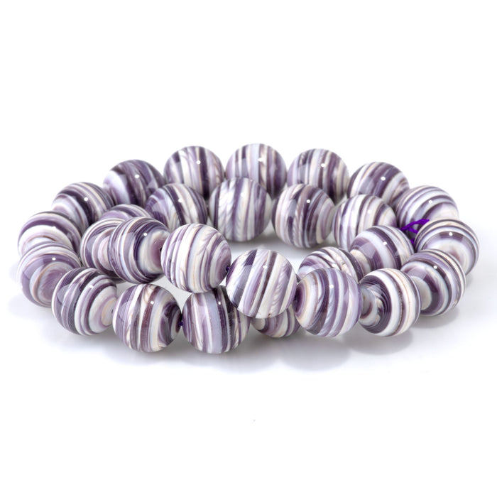 Wampum Shell 14mm Round Bead - 15-16 Inch