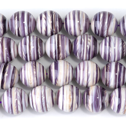 This is a Dakota Stones Wampum Shell14mm Gemstone strand with round beads in 15-16 inch strand.