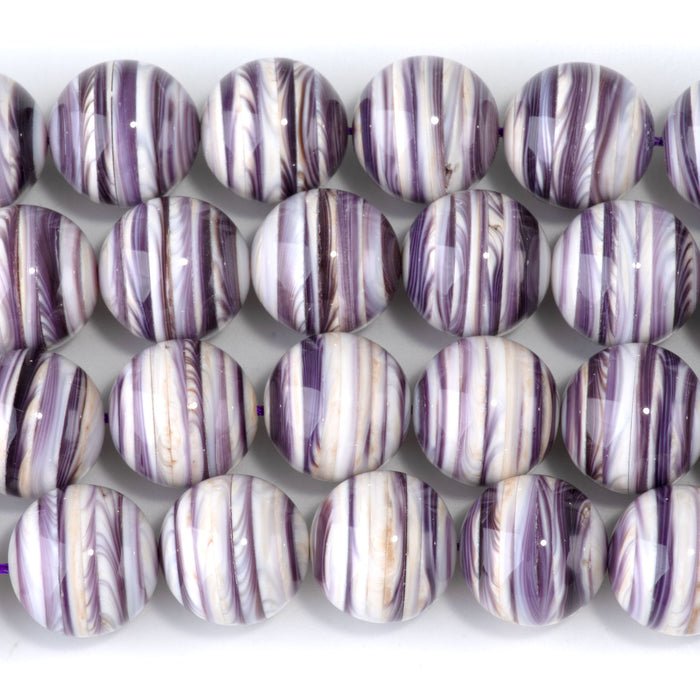 Wampum Shell 14mm Round Bead - 15-16 Inch