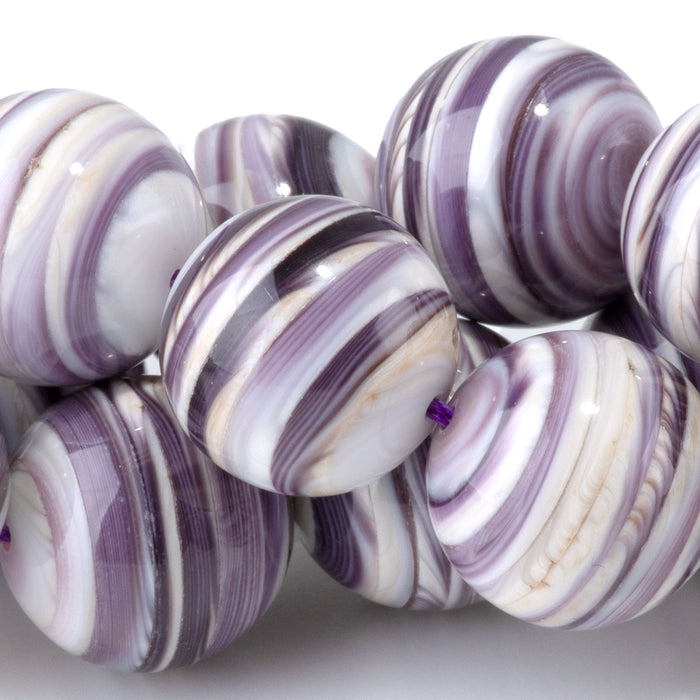 Wampum Shell 14mm Round Bead - 15-16 Inch