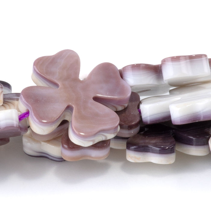 Wampum Shell 15mm Clover Bead - 15-16 Inch