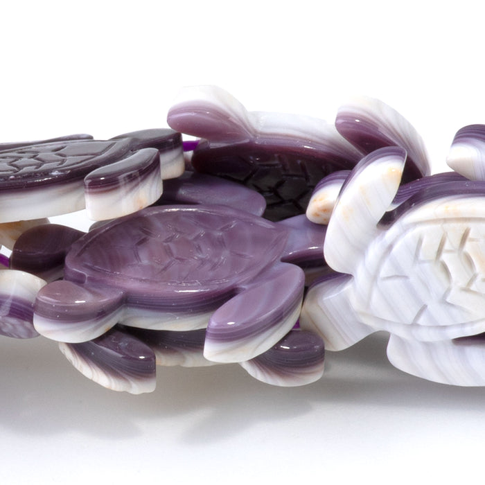 Wampum Shell 16x20mm Carved Turtle Bead - 15-16 Inch