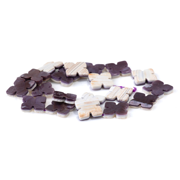 This is a Dakota Stones 20mm Wampum Shell Gemstone strand with cross beads in 15-16 inch strand.