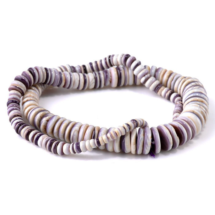 Wampum Shell 4-12mm Rondelle Graduated - 15-16 Inch