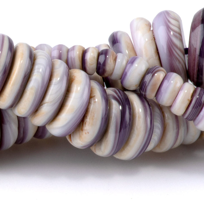 Wampum Shell 4-12mm Rondelle Graduated - 15-16 Inch