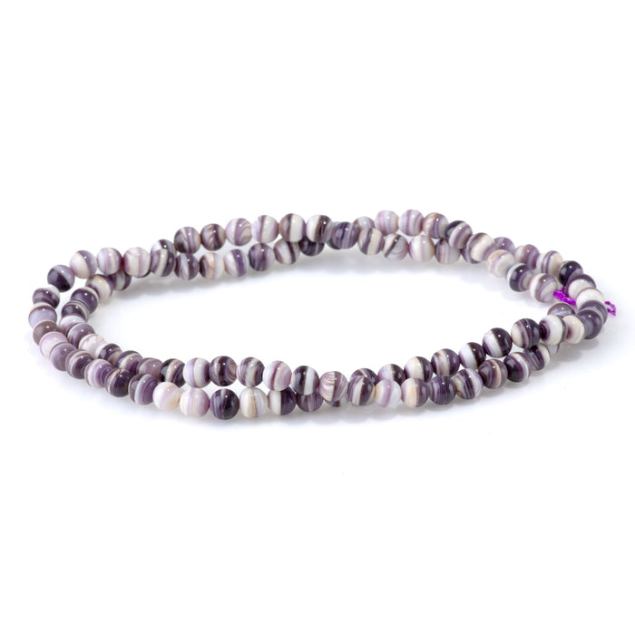 Wampum Shell 4mm Round Bead - 15-16 Inch