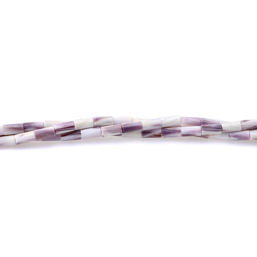 This is a Dakota Stones 4x8mm Purple Shell Tube Gemstone strand of round beads in 15-16 inch strand.