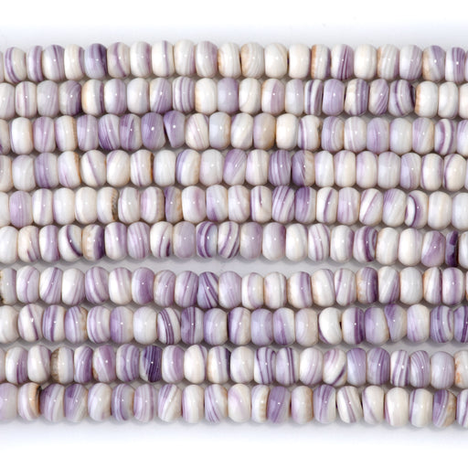 This is a Dakota Stones 5mm Wampum Shell Light Gemstone strand with rondelle beads in 15-16 inch strand.