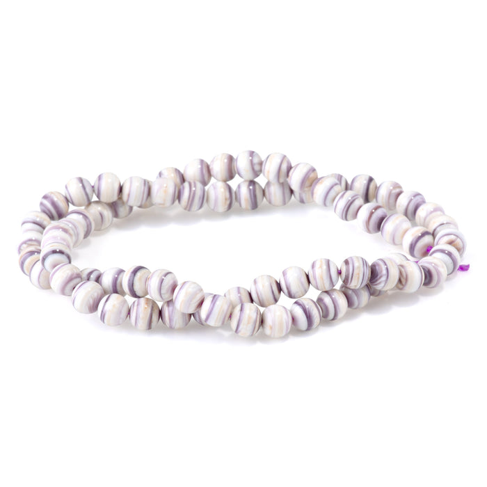 Wampum Shell 6mm Round Bead - 15-16 Inch