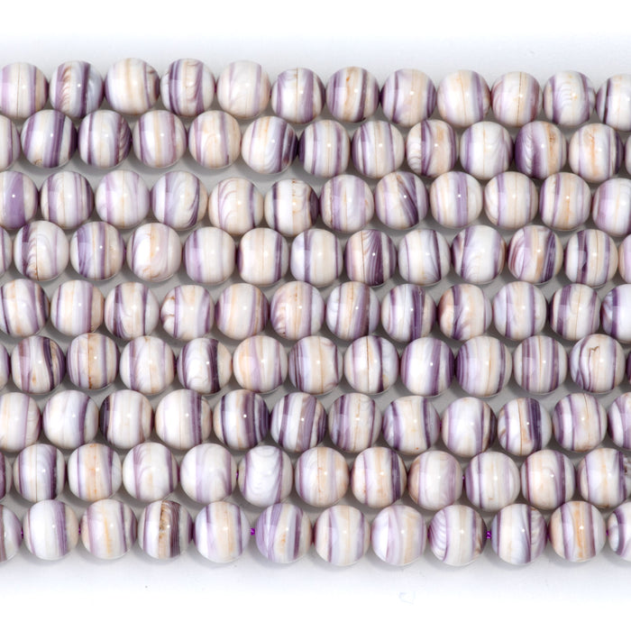 Wampum Shell 6mm Round Bead - 15-16 Inch