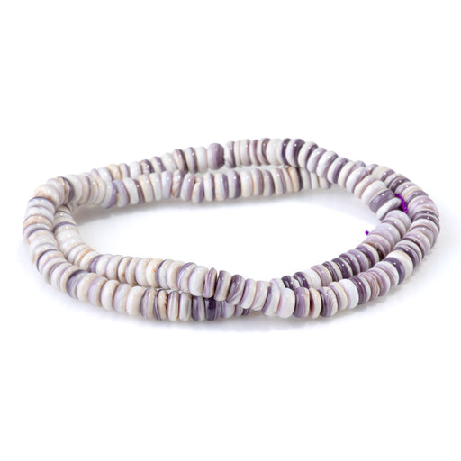 This is a Dakota Stones 6mm Wampum Shell Gemstone strand with rondelle beads in 15-16 inch strand.